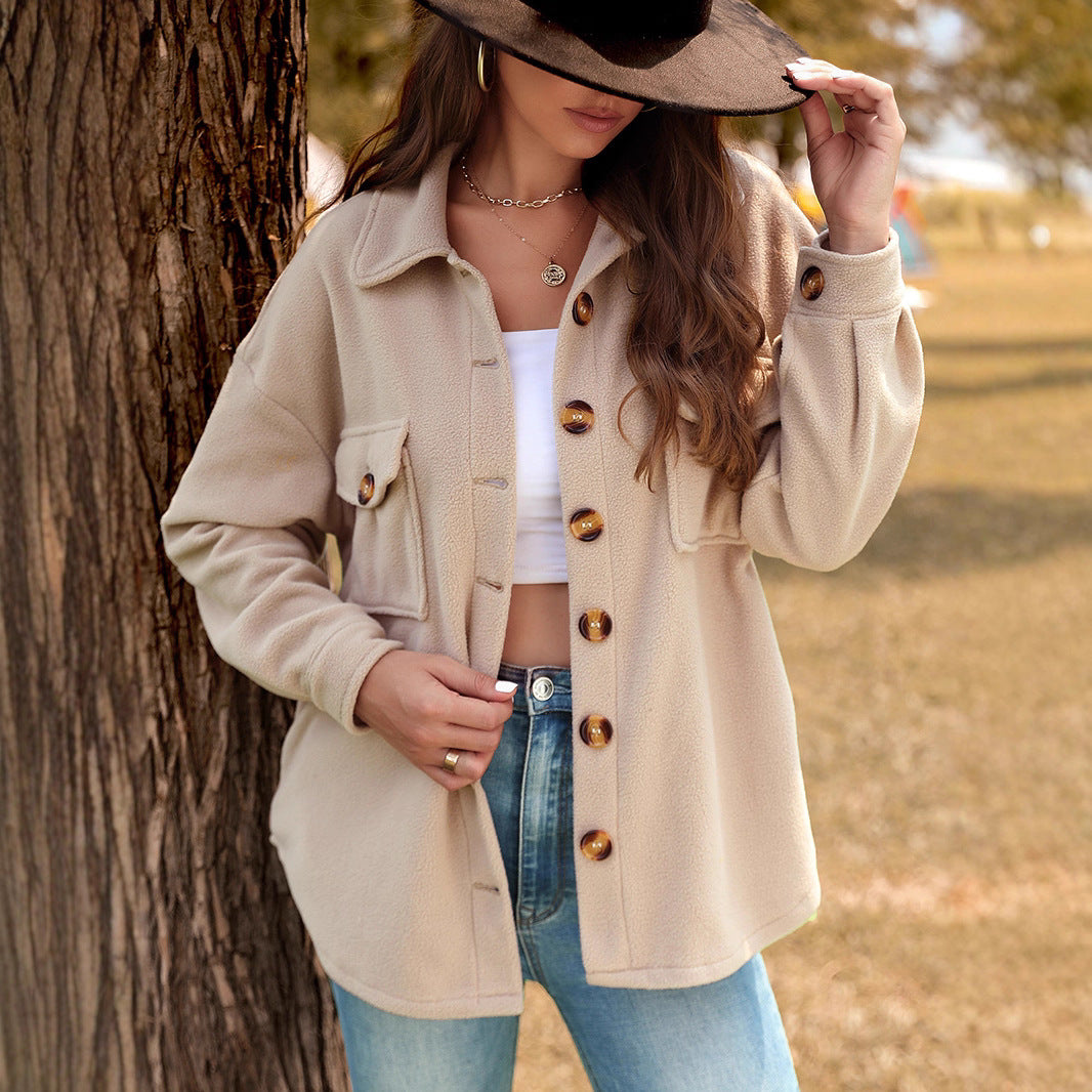Damen Flauschige Oversized Jacke Drune
