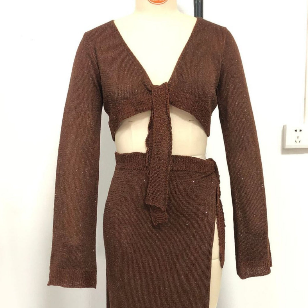 Damen Zweiteiler Strickensemble mit raffiniertem Schnitt Drune
