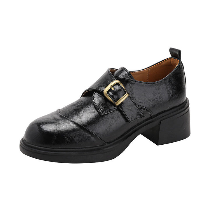Damen Monkstrap-Loafer aus Leder mit markantem Blockabsatz und profilierter Gummisohle Drune