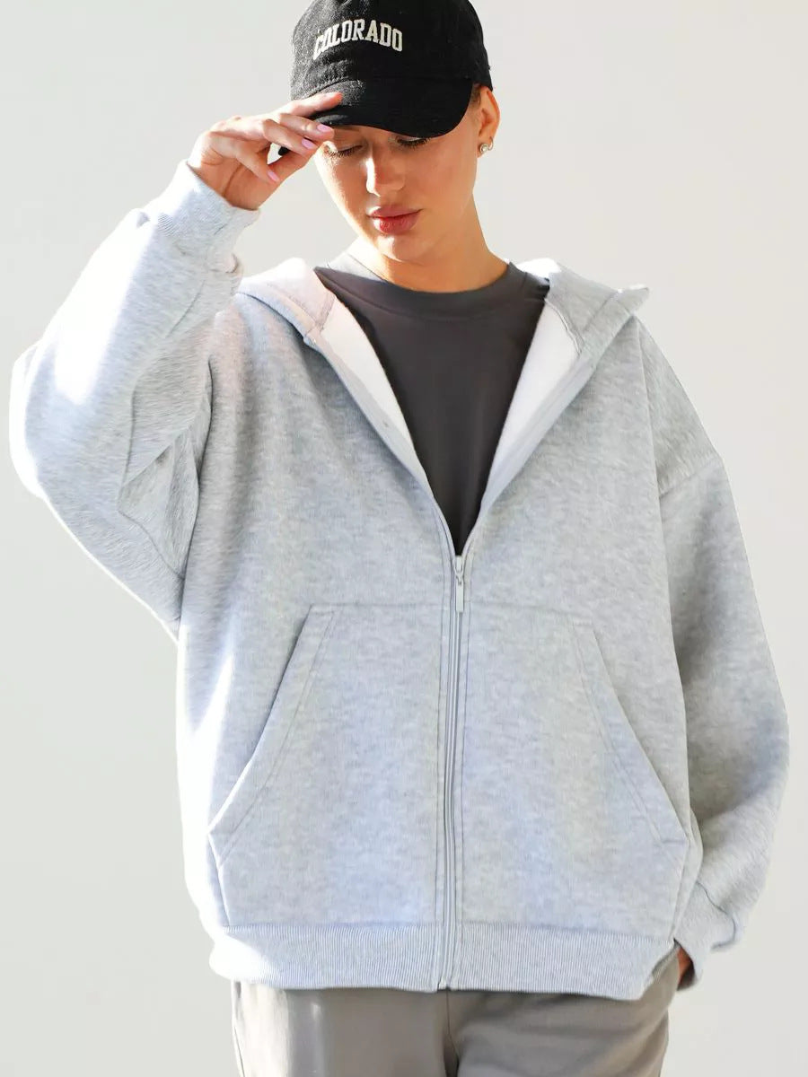 Damen Bequemer Fleece-Kapuzenjacke Drune