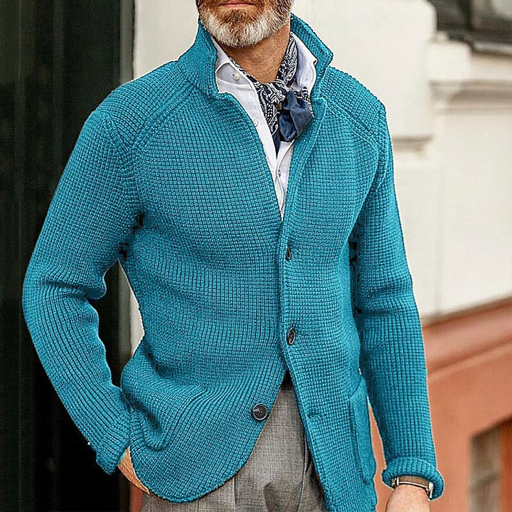 Herren Strickjacke mit Stehkragen und Strukturstrick Drune