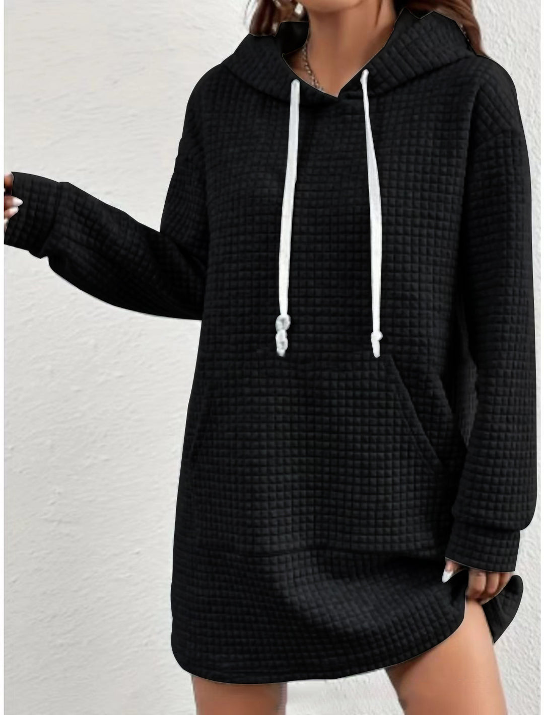 Damen Hoodie-Kleid mit praktischem Kängurutasche und modernem Strickdesign Drune