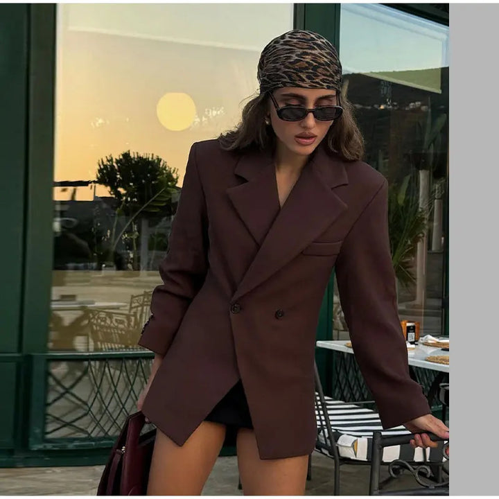 Damen Modischer Blazer mit doppelter Knopfleiste und tailliertem Schnitt Drune