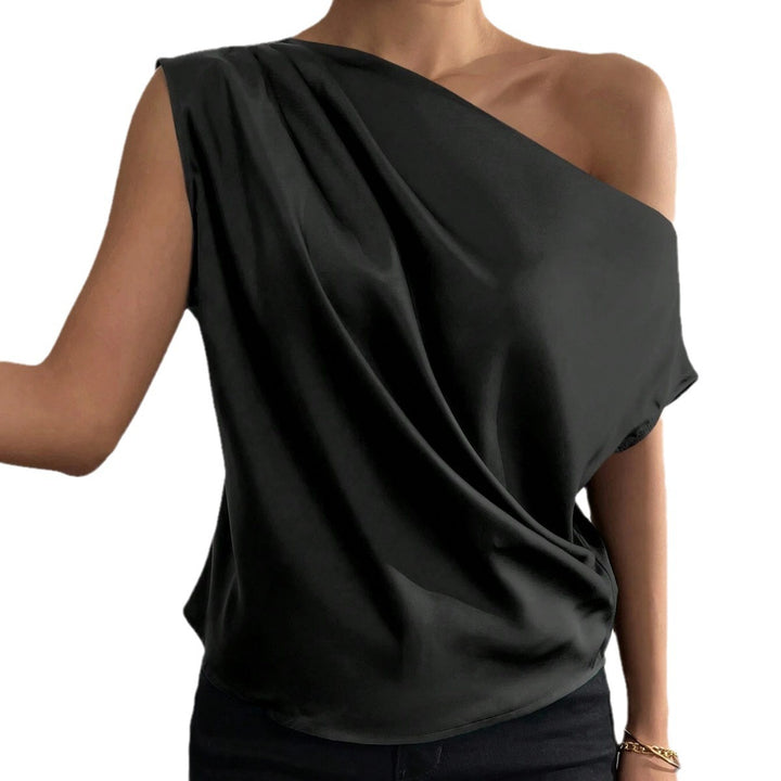 Damen asymmetrisches Top mit Drapierung und elegantem Schnitt Drune