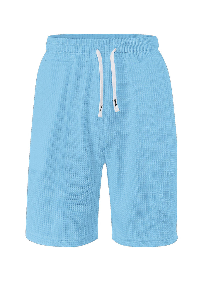 Herren nan atmungsaktive Waffel-Pyjama-Shorts mit elastischem Komfortbund, Tunnelzug und seitlichen Eingrifftaschen Drune