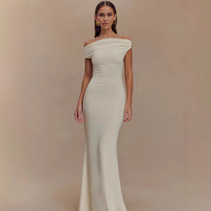Damen Elegantes Off-Shoulder-Maxi-Kleid im luxuriösen Schnitt Drune
