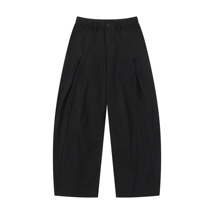 Damen Weite Culotte-Hose mit dekorativen Falten und elastischem Bund Drune