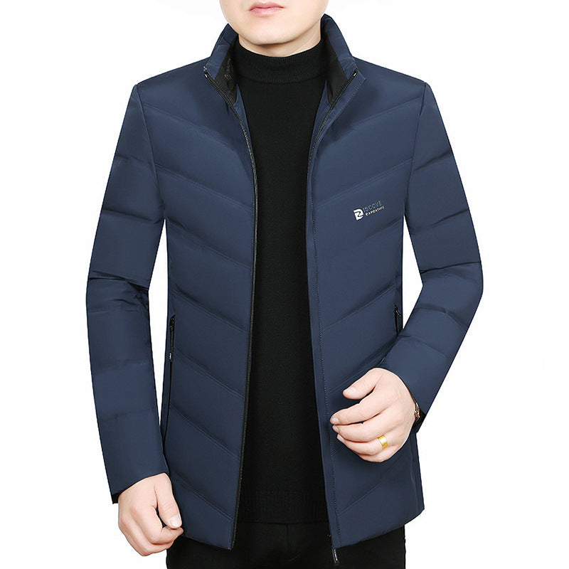 Herren Slim-Fit Reisesteppjacke mit Stehkragen und Chevron-Steppung Drune