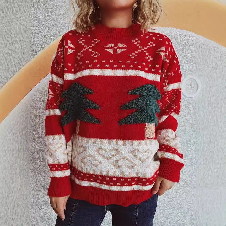 Damen festlicher Strickpullover mit weihnachtlichem Motiv und weichem Material Drune