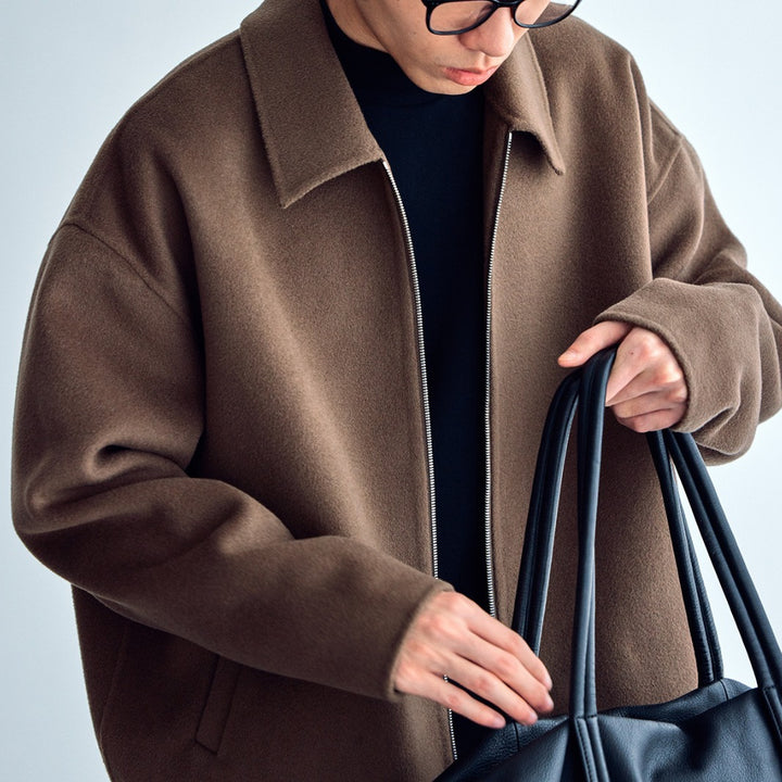 Herren Wolljacke mit Reißverschluss und weiter Passform Drune