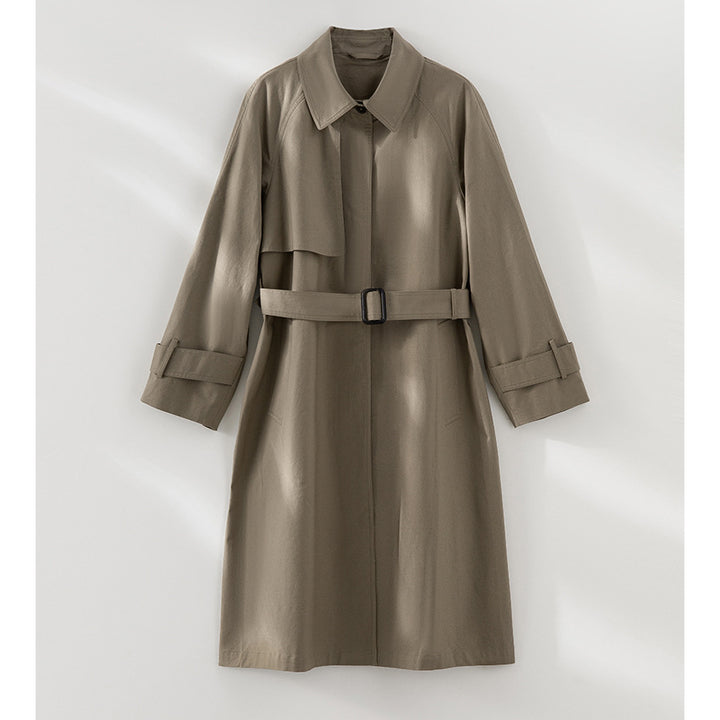Damen Klassischer Trenchcoat mit Gürtel und Sturmblende Drune