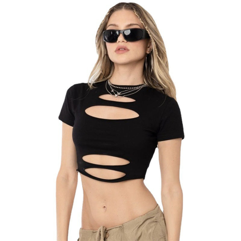 Damen cropped Oberteil mit Cut-Out-Design Drune