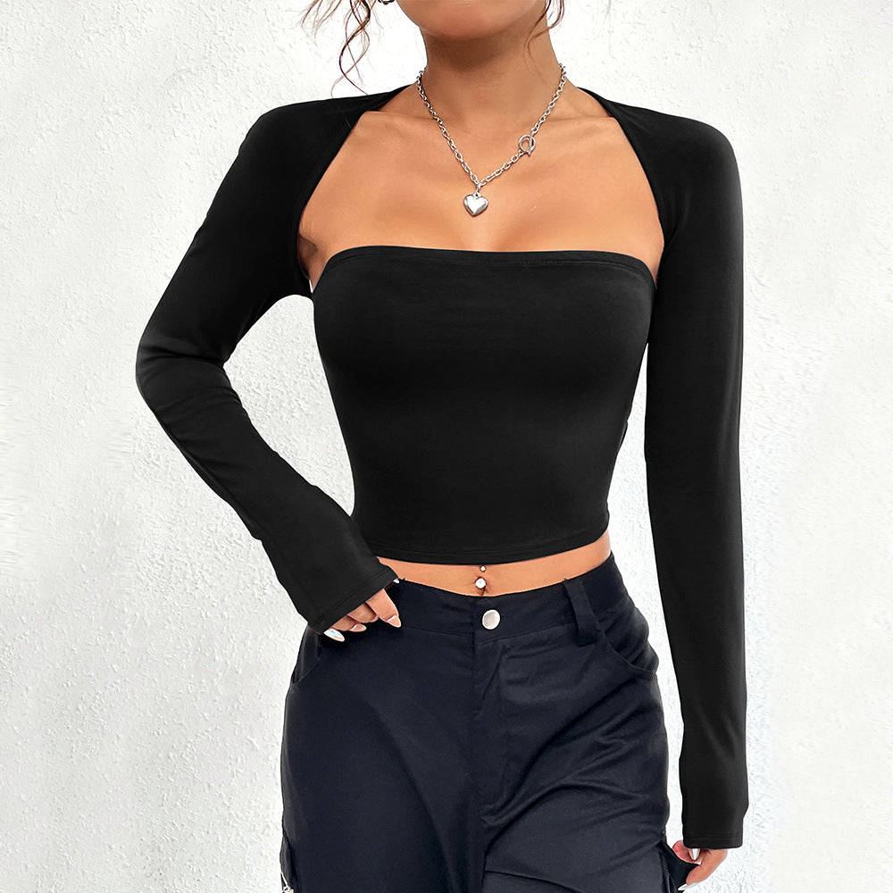 Damen Top mit asymmetrischem Ausschnitt und langen Ärmeln Drune