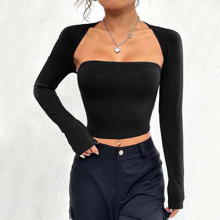 Damen Top mit asymmetrischem Ausschnitt und langen Ärmeln Drune