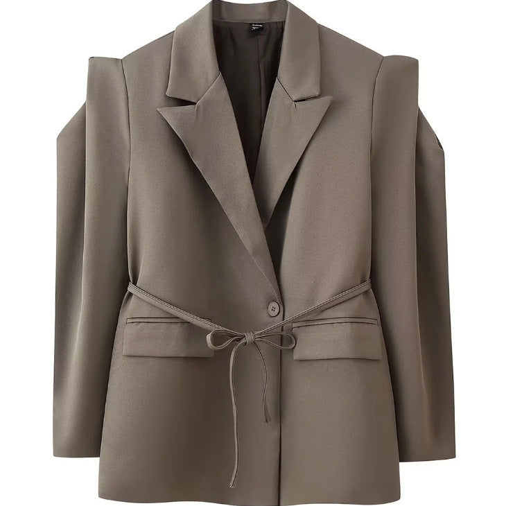 Damen 1100+ taillierter Blazer mit Tunnelzug, schmaler Kordel und Pattentaschen Drune