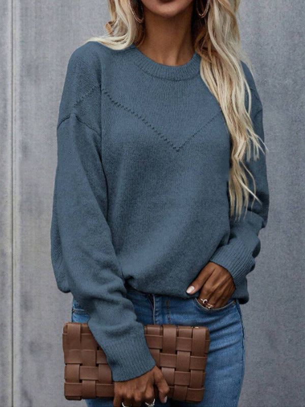 Damen gemütlicher Strickpullover mit strukturiertem Design Drune