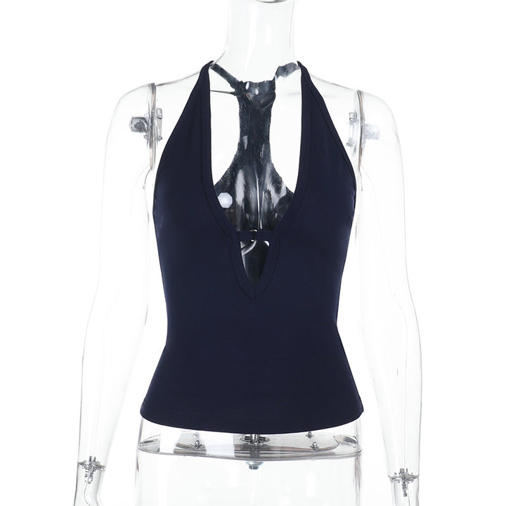 Damen Sportives Haltertop mit tiefem V-Ausschnitt Drune