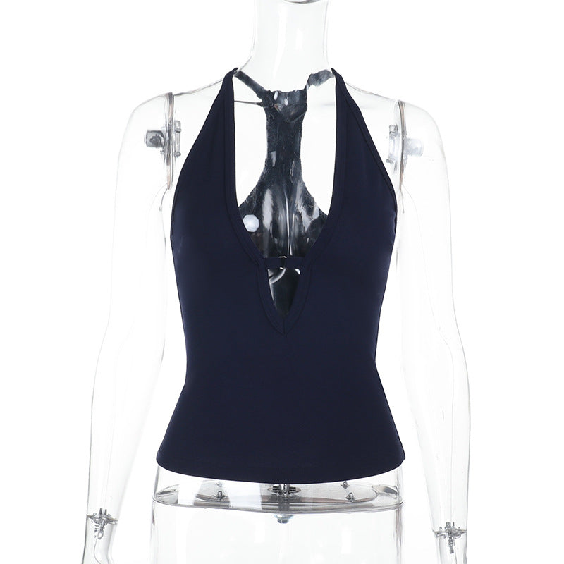 Damen Sportives Haltertop mit tiefem V-Ausschnitt Drune