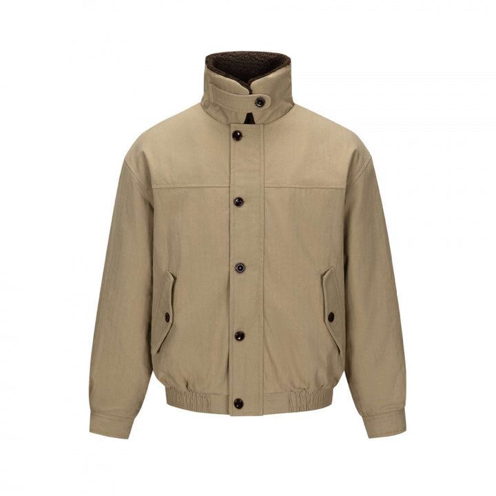 Herren Kurz geschnittene Blouson-Jacke im Field-Stil mit Teddykragen und Pattentaschen Drune