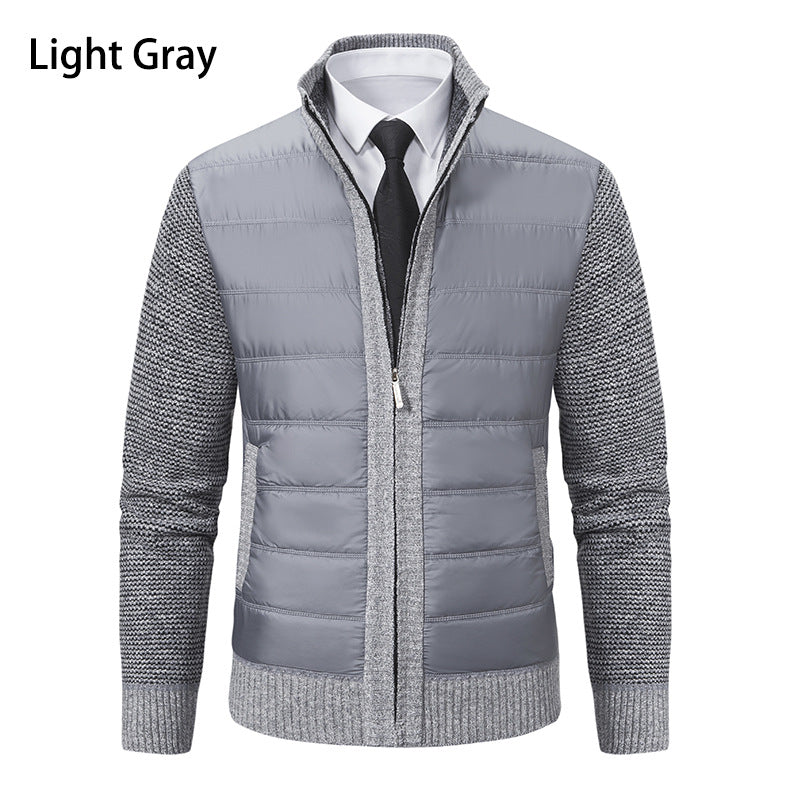 Herren nan gesteppte Hybrid-Strickjacke mit Stehkragen Reißverschluss und Eingrifftaschen Drune