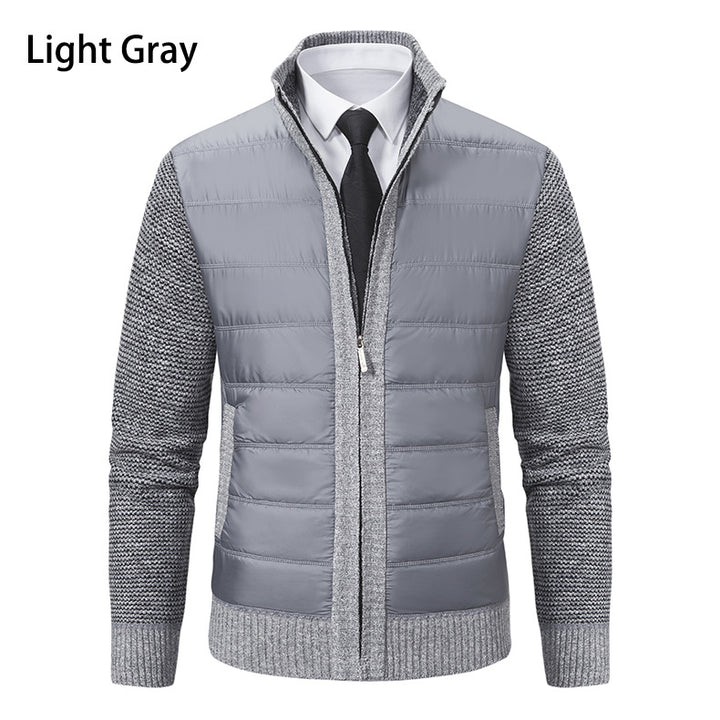 Herren nan gesteppte Hybrid-Strickjacke mit Stehkragen Reißverschluss und Eingrifftaschen Drune