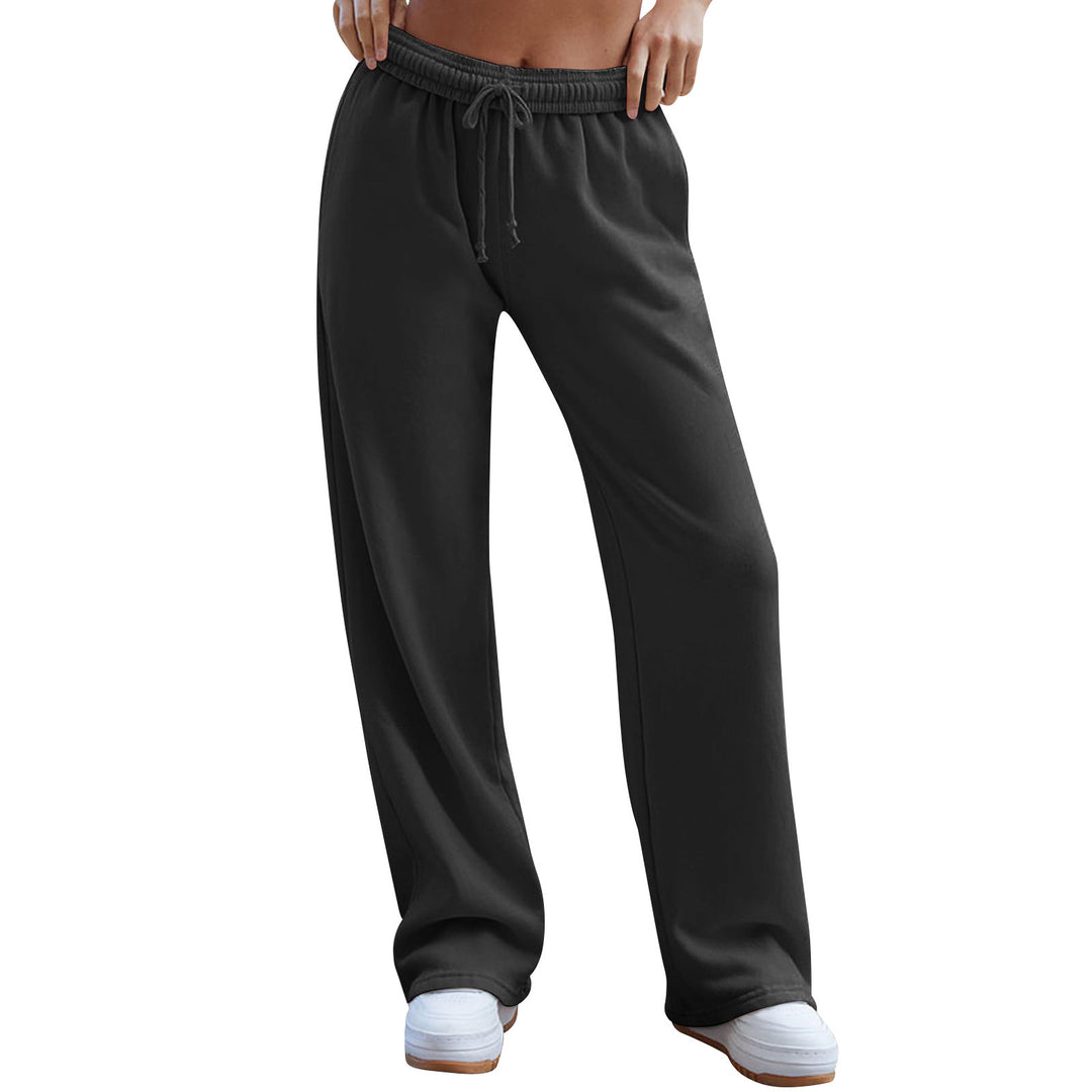 Damen nan weite Komfort-Loungehose mit hochgeschnittener Taille, elastischem Bund und Kordelzug Drune