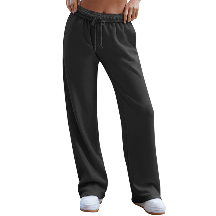 Damen nan weite Komfort-Loungehose mit hochgeschnittener Taille, elastischem Bund und Kordelzug Drune
