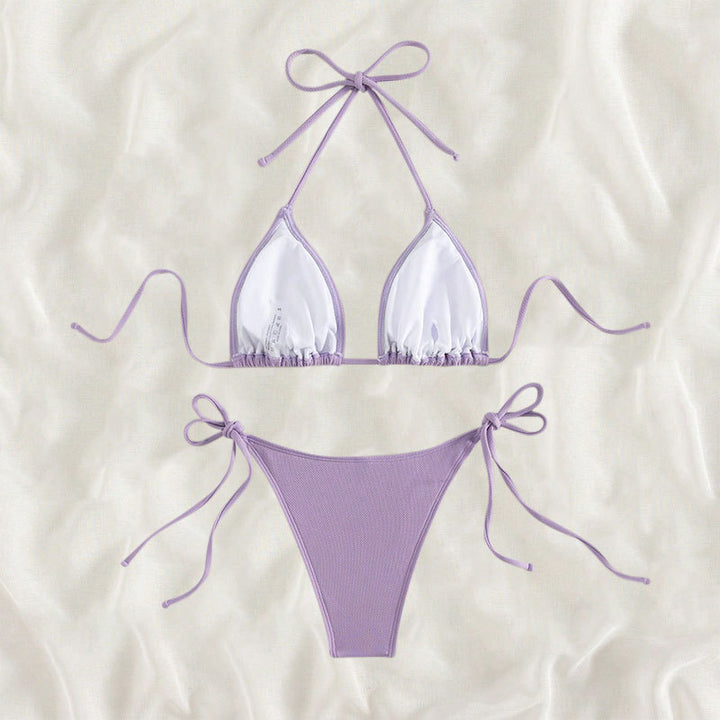 Damen Triangel-Bikini mit verstellbaren Trägern und Seitenbindebändern Drune
