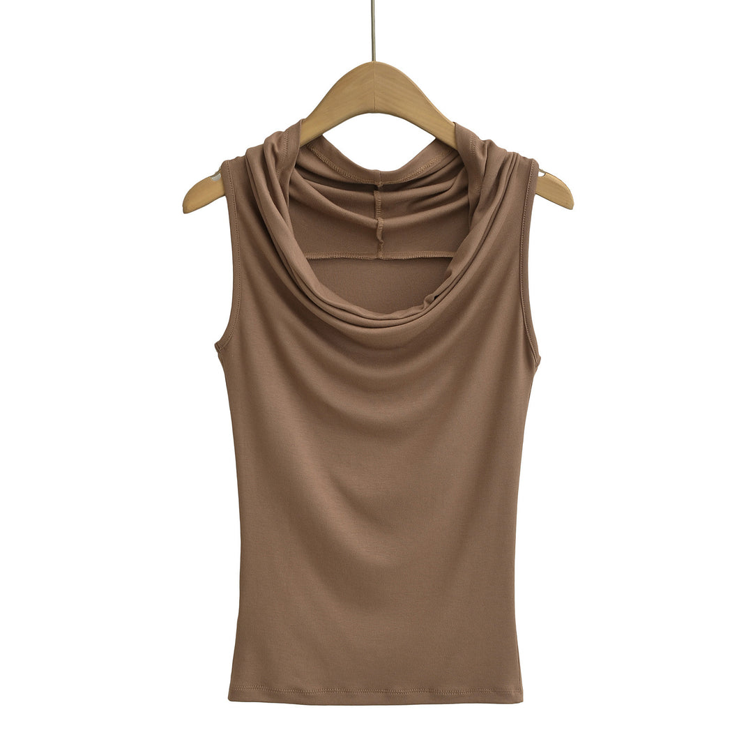 Damen ärmelloses Cowl-Top aus weichem, elastischem Material Drune
