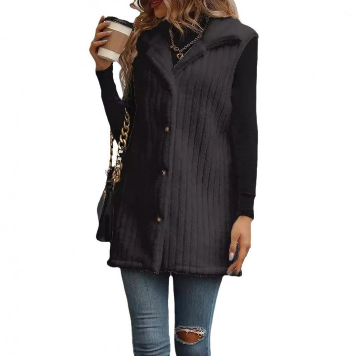 Damen Elegante und kuschelige Teddyjacke mit Knopfleiste Drune