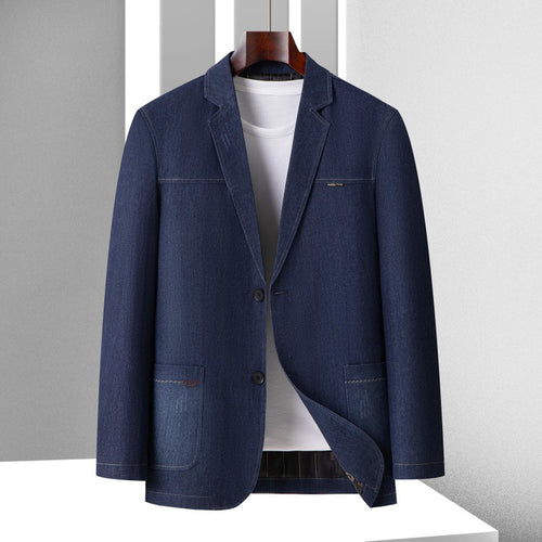 Herren Casual Denim-Blazer mit aufgesetzten Taschen und leichtem Stretch Drune