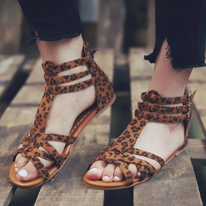 Damen verstellbare Freizeit-Sandalen mit buntem Design und komfortablem Fußbett Drune