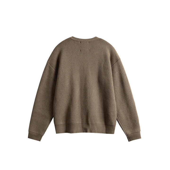 Damen Oversize-Rippenstrick-Cardigan mit Rundhals und durchgehender Knopfleiste Drune