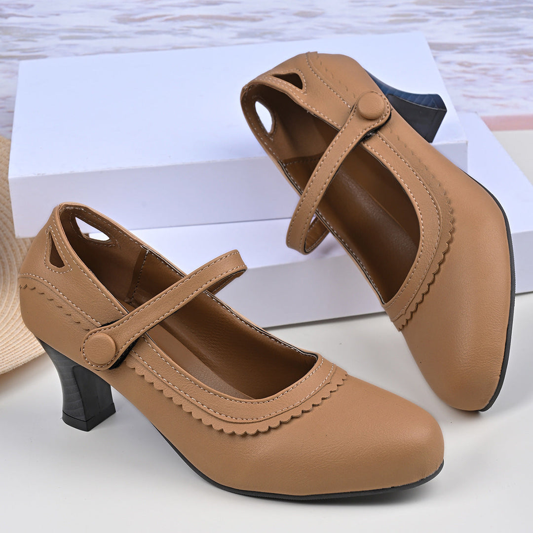 Damen Absatzschuhe mit verstellbarem Riemen und eleganter Schnalle Drune