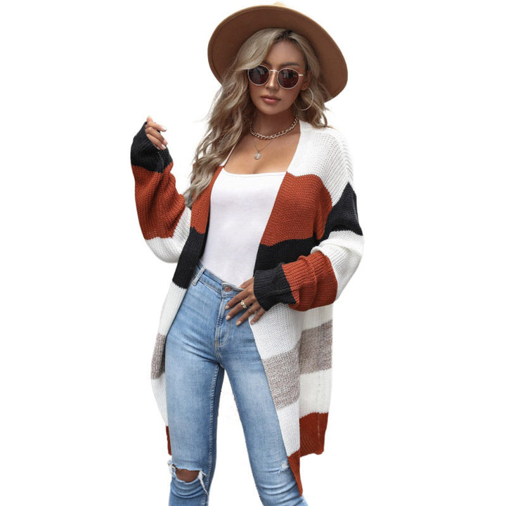 Damen Strickjacke mit blockfarbenen Streifen Drune