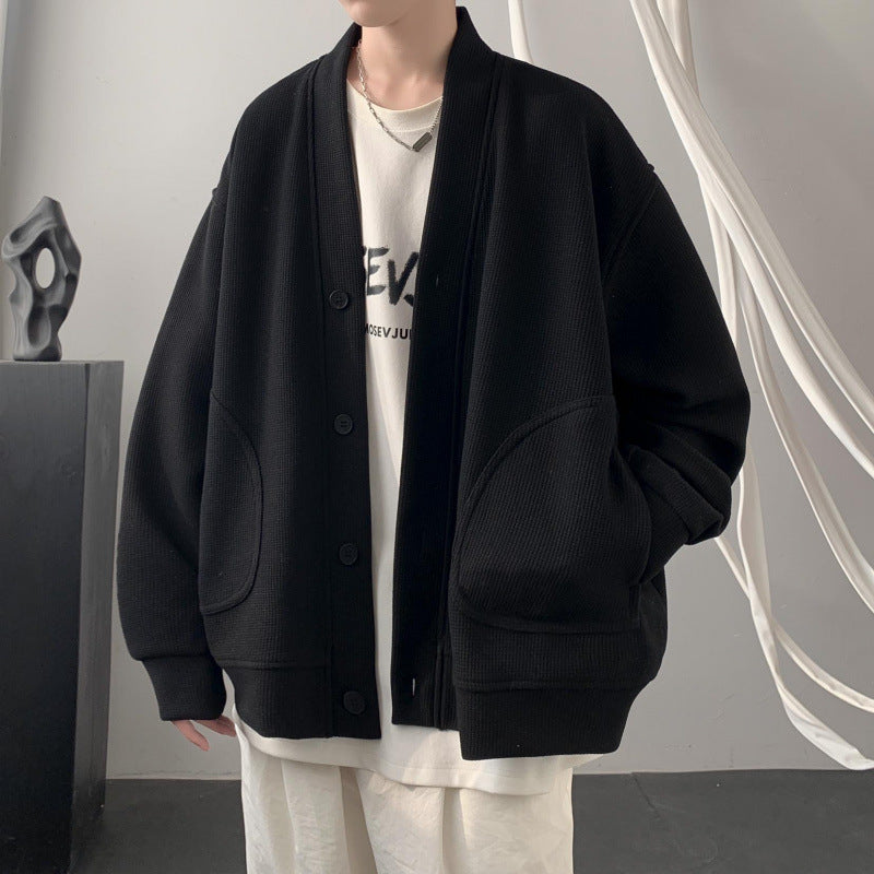 Damen lässige Strickjacke mit tiefem V-Ausschnitt und praktischen Taschen Drune