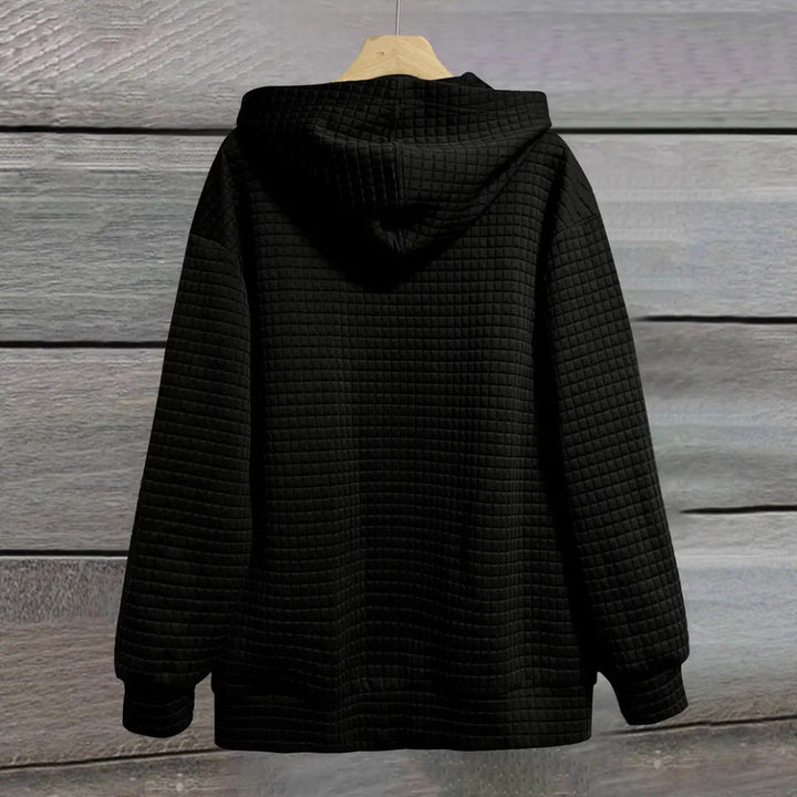 Damen nan oversized Kapuzenjacke mit Reißverschluss, handgeschriebener Typo-Applikation und Kontrast-Eingrifftaschen Drune