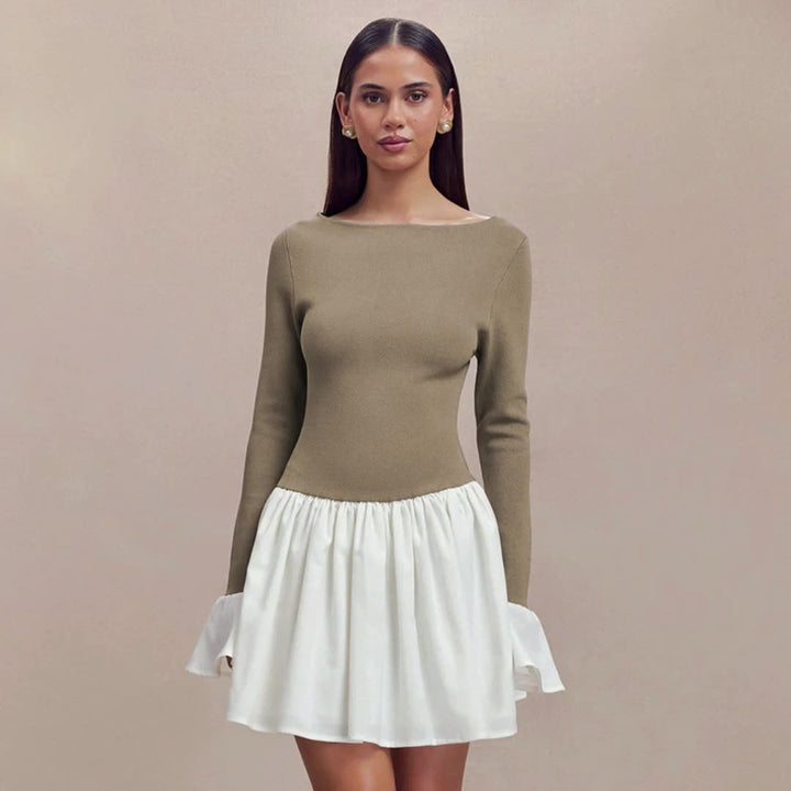 Damen Modisches Kleid mit kontrastierendem Rock Drune