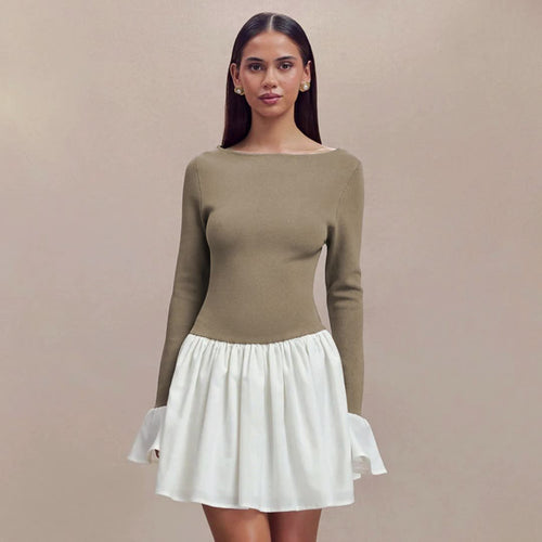Damen Modisches Kleid mit kontrastierendem Rock Drune