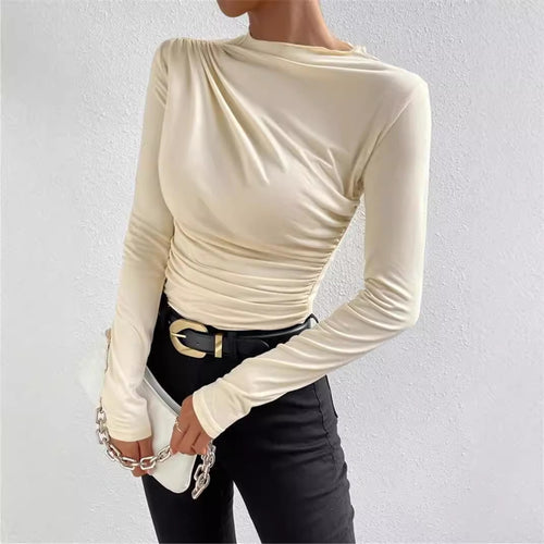 Damen Langarmshirt mit raffiniertem Drapé-Design Drune
