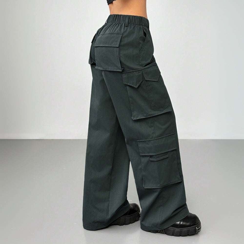 Damen weite Cargo-Hose mit elastischem Bund und praktischen Taschen Drune
