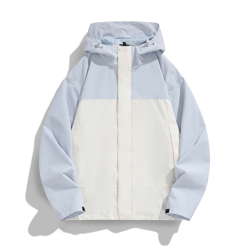 Herren Zweifarbige Softshell-Fieldjacke mit Kapuze, winddichtem Obermaterial und minimalistischen Eingriffstaschen Drune