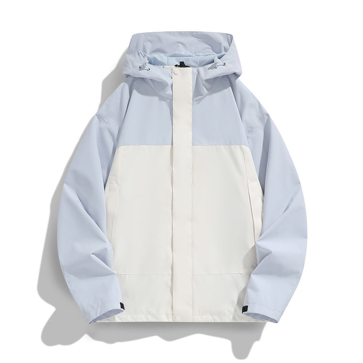 Herren Zweifarbige Softshell-Fieldjacke mit Kapuze, winddichtem Obermaterial und minimalistischen Eingriffstaschen Drune