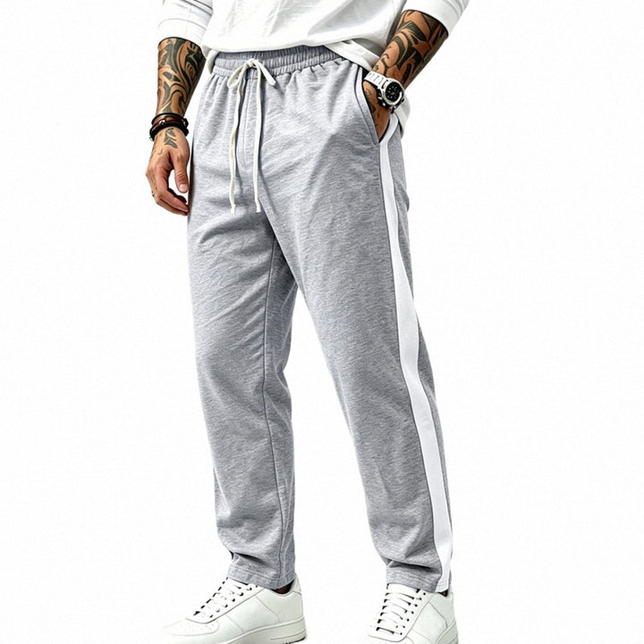 Herren Jogginghose mit seitlichem Kontraststreifen, elastischem Bund und Kordelzug Drune