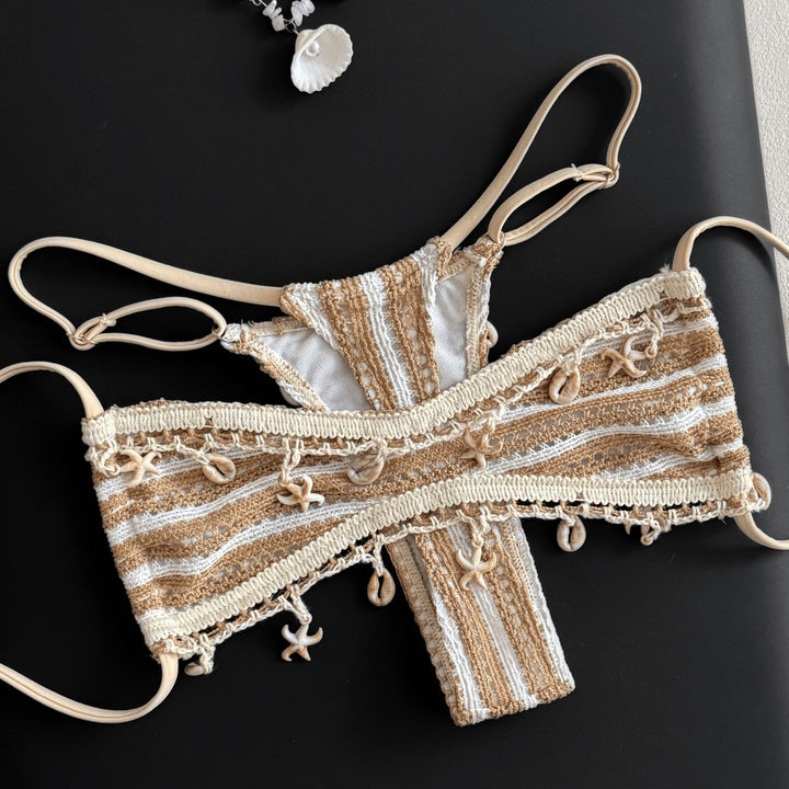 Damen Bandeau-Bikini mit einzigartigen Verzierungen Drune