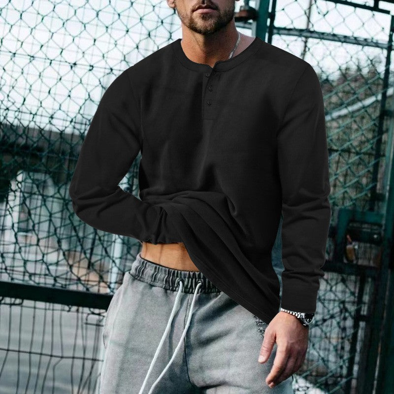 Herren Longsleeve Henley aus leichter Baumwollmischung Drune