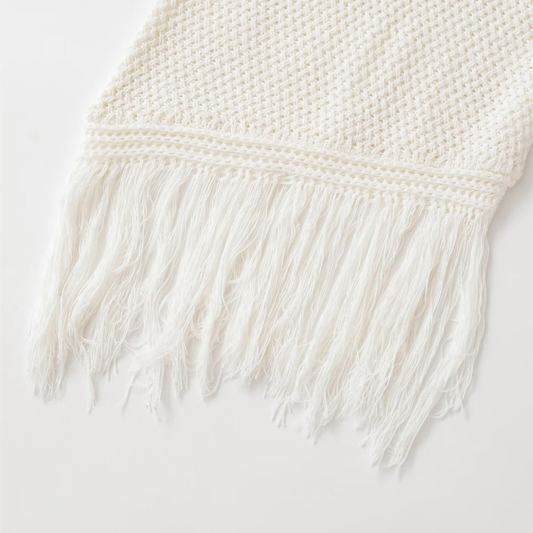 Damen Stricktop mit Fransen und asymmetrischem Schnitt Drune
