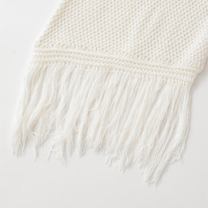 Damen Stricktop mit Fransen und asymmetrischem Schnitt Drune