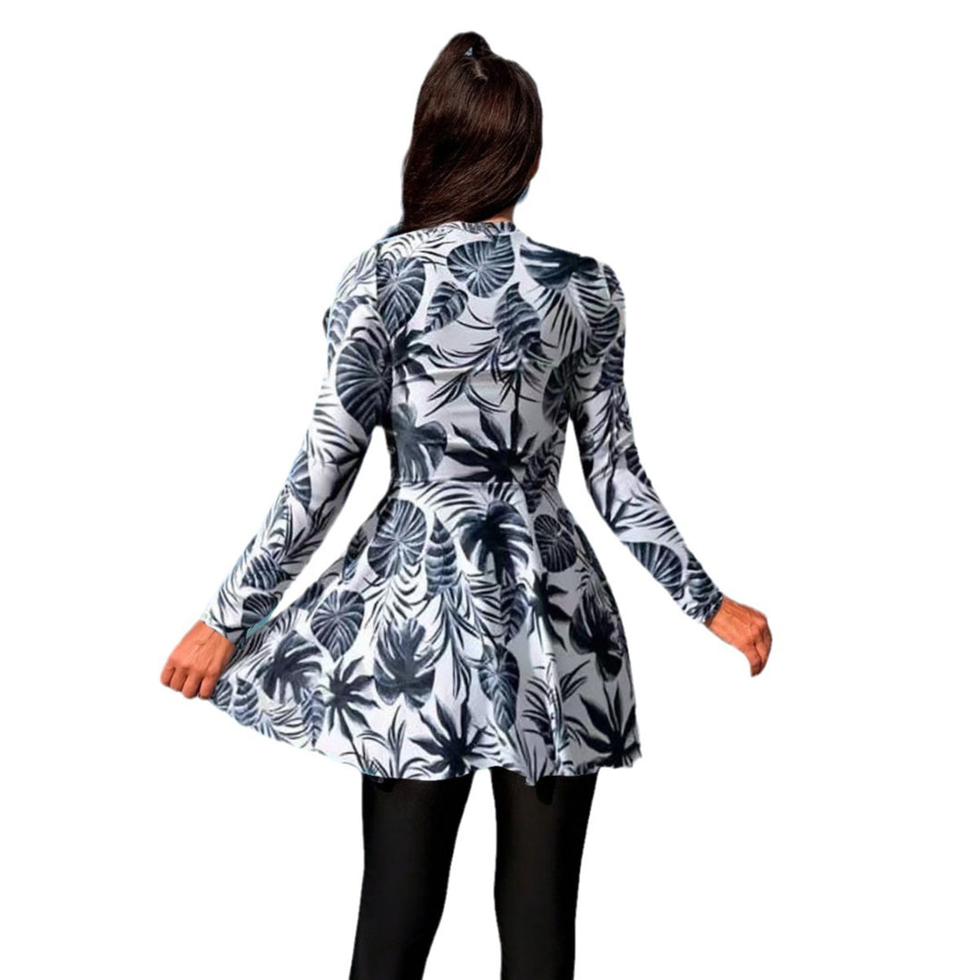 Damen modischer Longsleeve-Badeanzug mit Rock Drune