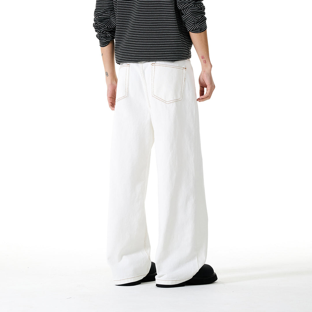 Damen Weite Cropped-Jeans mit hoher Leibhöhe und Kontrastnähten Drune